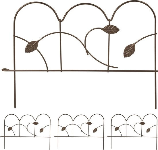 Recinzione per giardino 4 pezzi in metallo HxB: 28 x 385 cm per giardino o cortile basso da piantare in terra bronzo.
