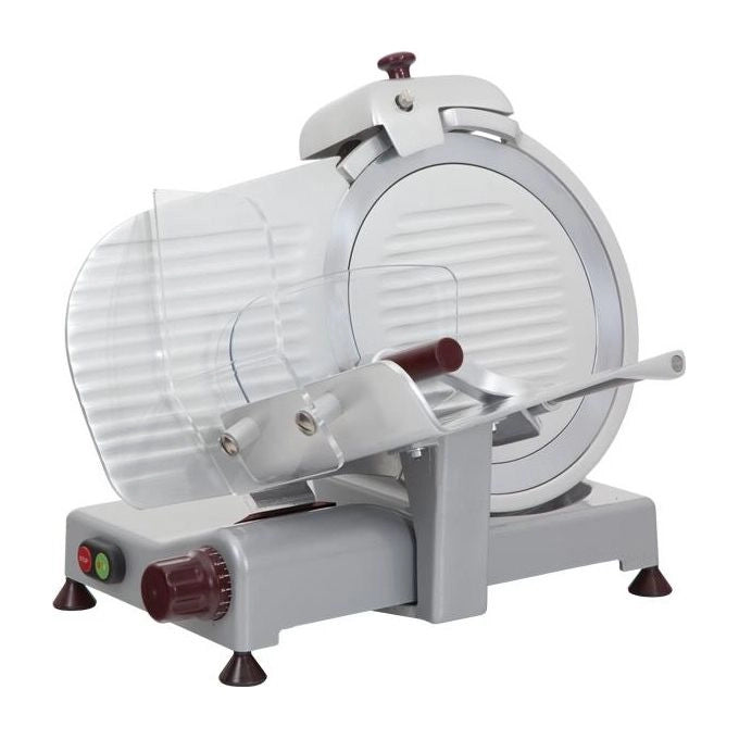 R.G.V. Luxury Italia 300 ES - Affettatrice a gravita', lama 30 cm, potenza 180 W, spessore regolabile 1,4-1,6 cm, lama in acciaio cromato duro, sicurezza Easy Clean, Grigio-Alluminio