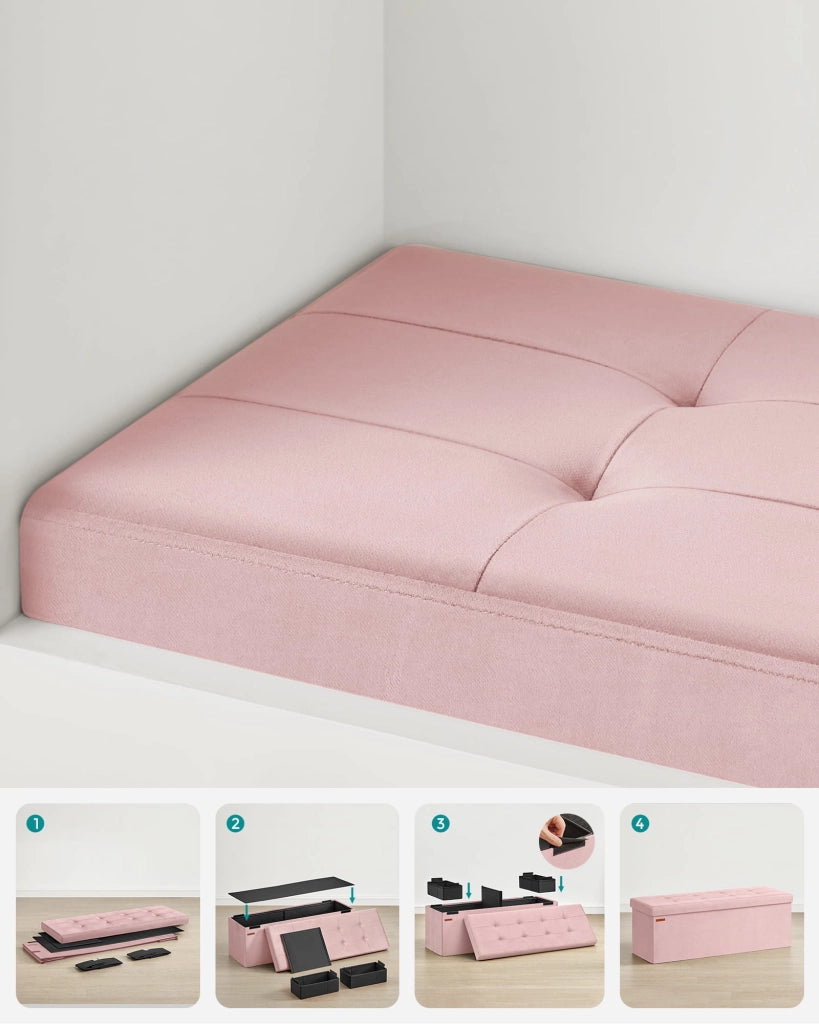 VALORA Pouf organizer per riporre oggetti, rosa pastello LSF277R01