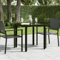 Tavolo da Giardino Nero 80x80x74 cm in Acciaio e Vetro cod mxl 34381