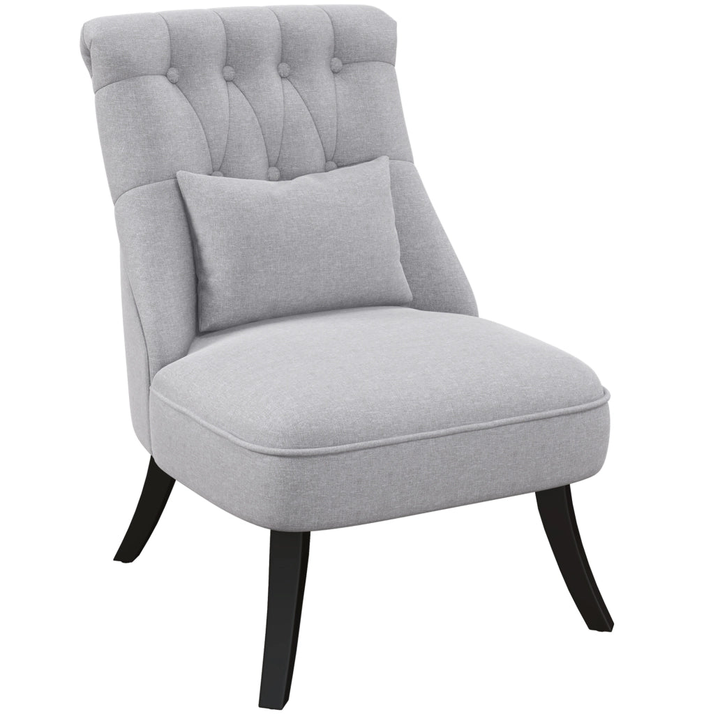 Poltrona relax vintage grigia in lino con cuscino lombare