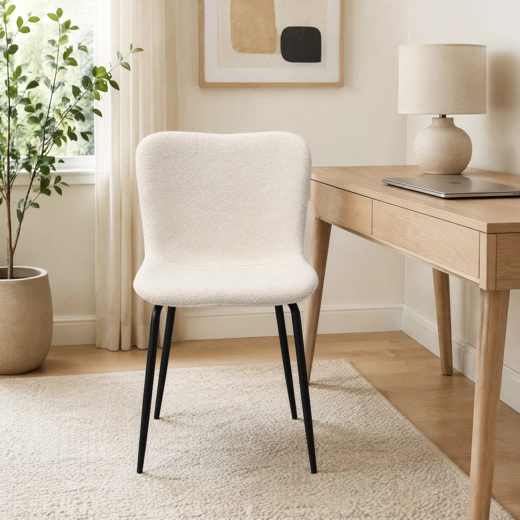 SEDIA Schienale alto rotondo Set da 2 pezzi Tessuto Bianco Metallo