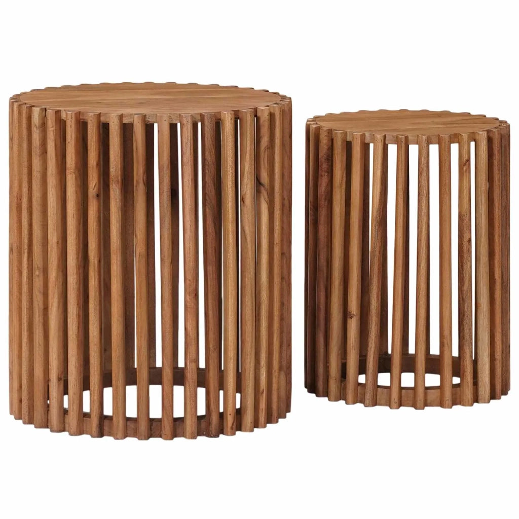Set di Tavolini Fatti a Mano 2 pcs Marrone Teak 40 x 40 x 45 cm