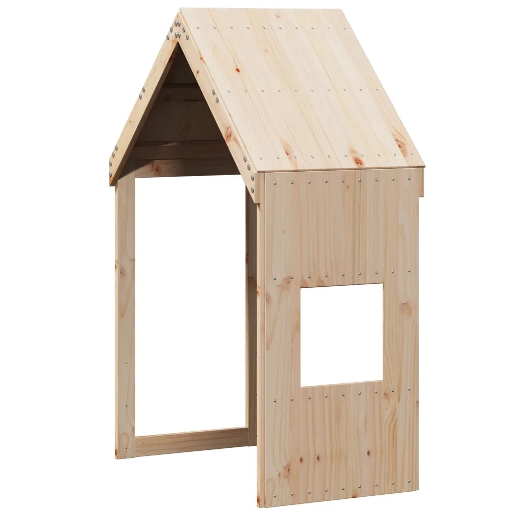 Letto a Soppalco con Tetto 90x190 cm Legno Massello di Pino