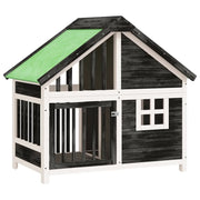 Gabbia per animali 96 x 60,5 x 87 cm in legno massello di pino grigio 02_0041723