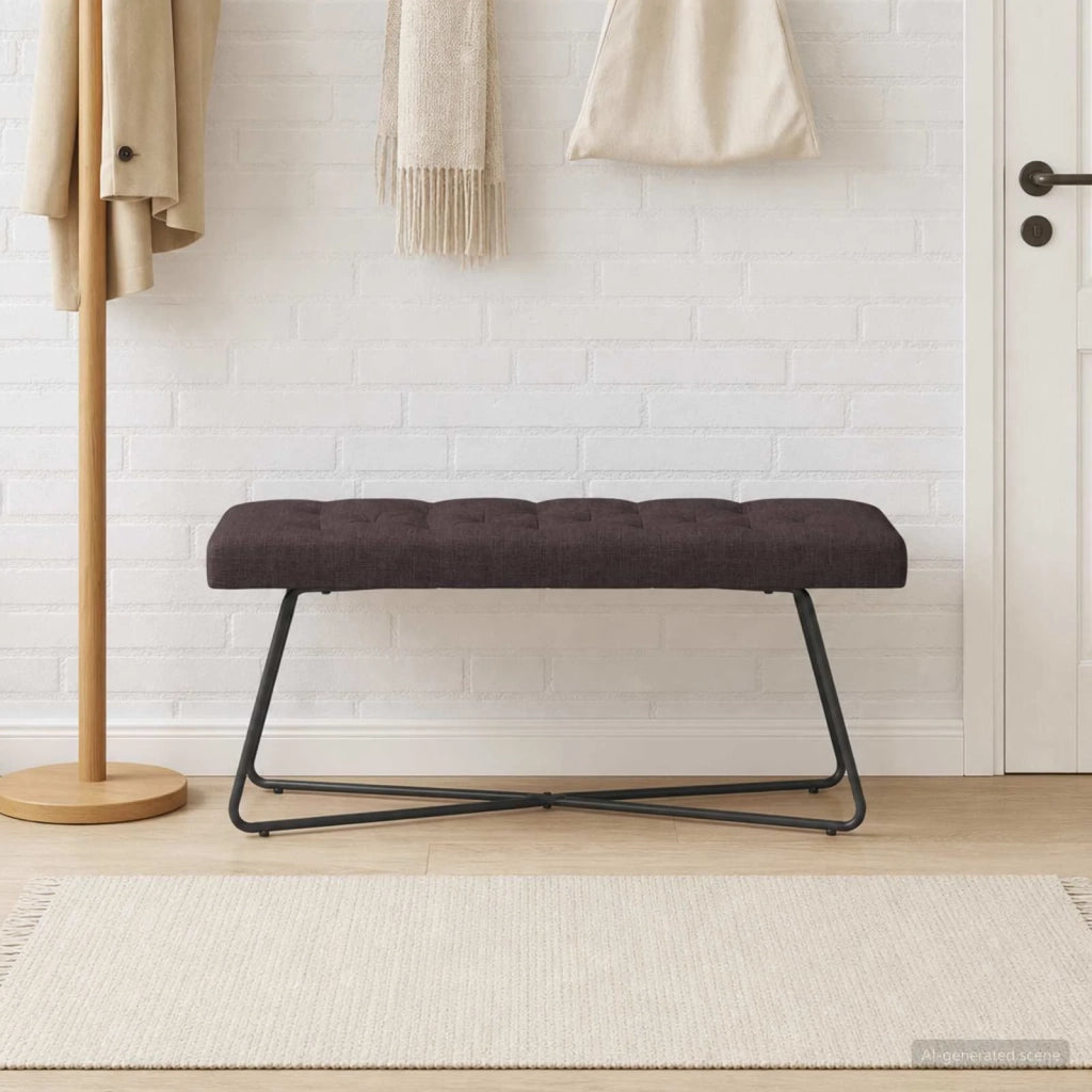 Panchina con bottoni imbottiti Marrone Scuro 110 x 40 x 46 cm 42038375