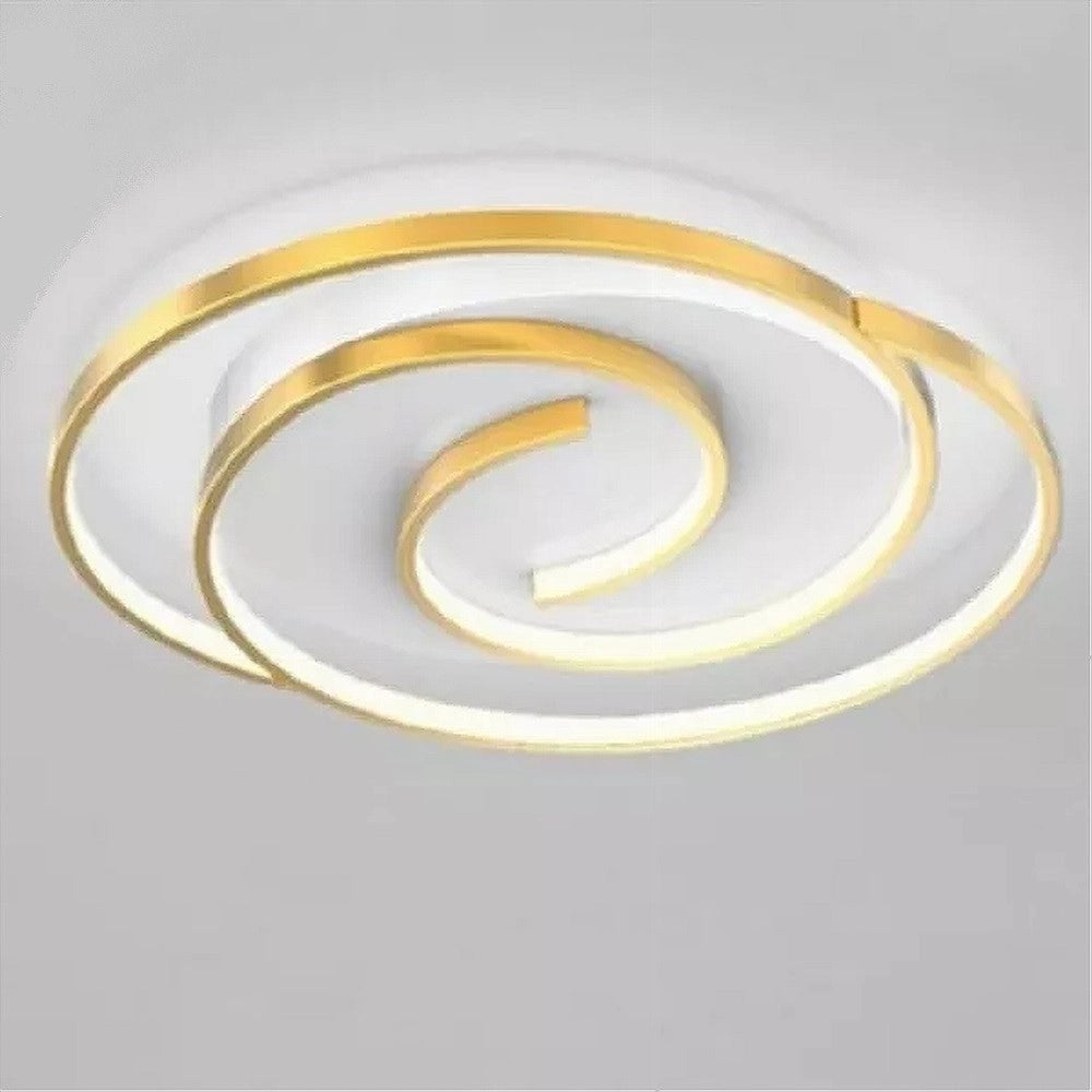 Trade Shop - Plafoniera Led 45w Cerchio Spirale Vortice Oro Lampadario Soffitto Luce 6500k 70647 -