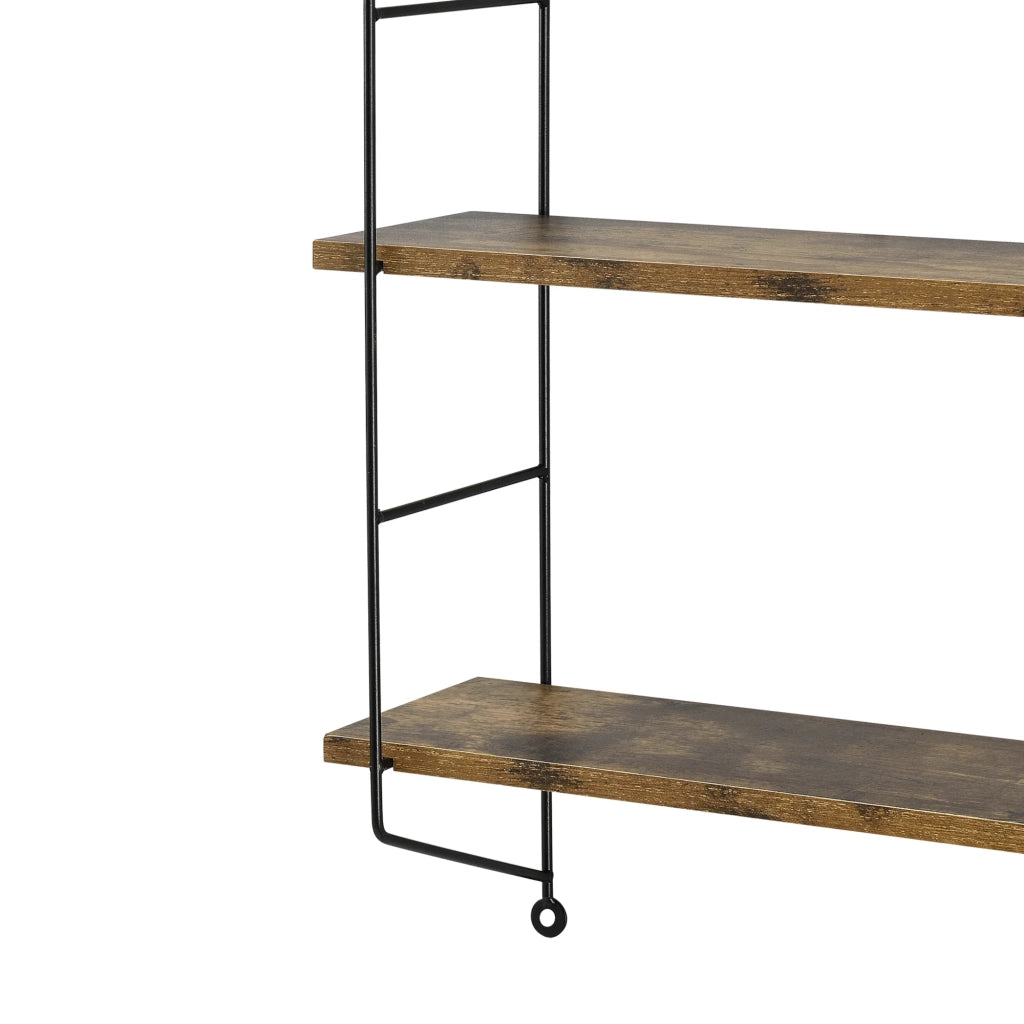 Mensola da parete a 3 ripiani 48 x 15 x 64 cm effetto legno scuro 03_0007063