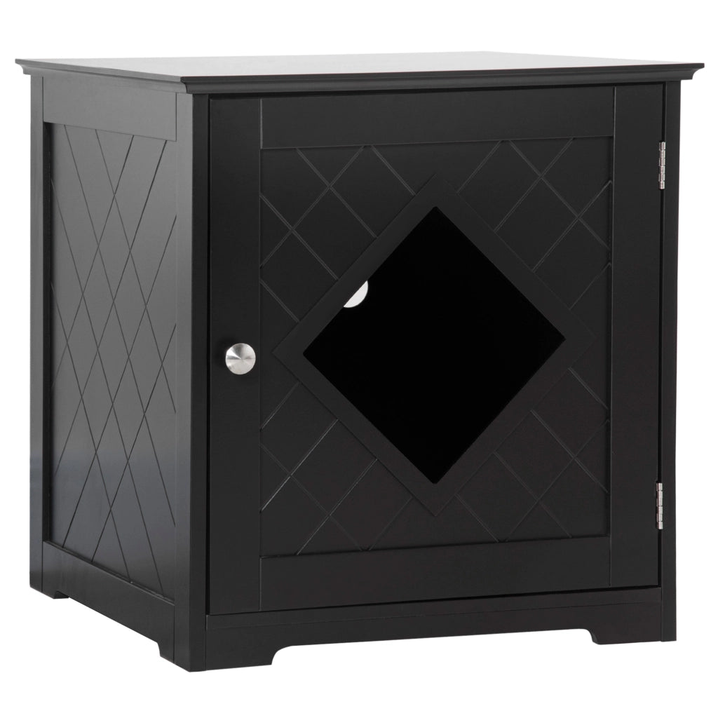 Easycomfort Lettiera per Gatti con Porta Magnetica e Piano d'appoggio, in MDF e Truciolato, 48.5x53x51.5 cm, Nera