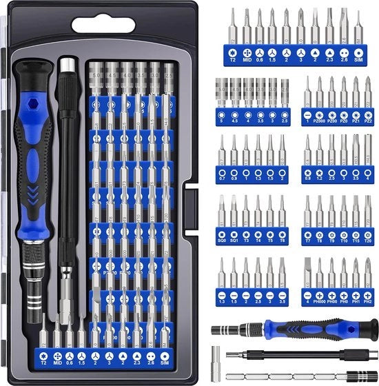 Collezione di 62 strumenti per la precisione, set di attrezzi magnetici mini per la precisione, set di strumenti di riparazione per computer, iPhone, iPad, laptop, console, smartphone, MacBook e altro.