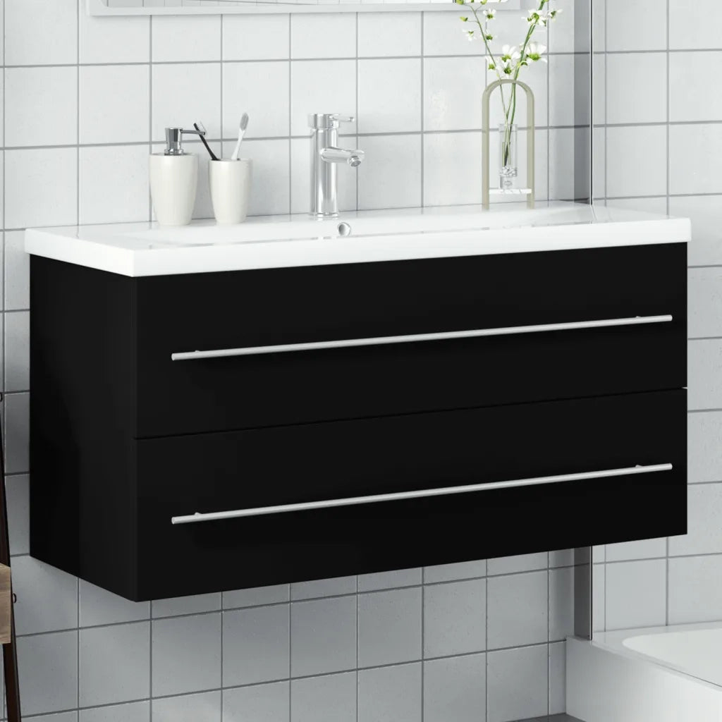 Mobile da Bagno con Lavabo | Armadio Lavabo Integrato Nero