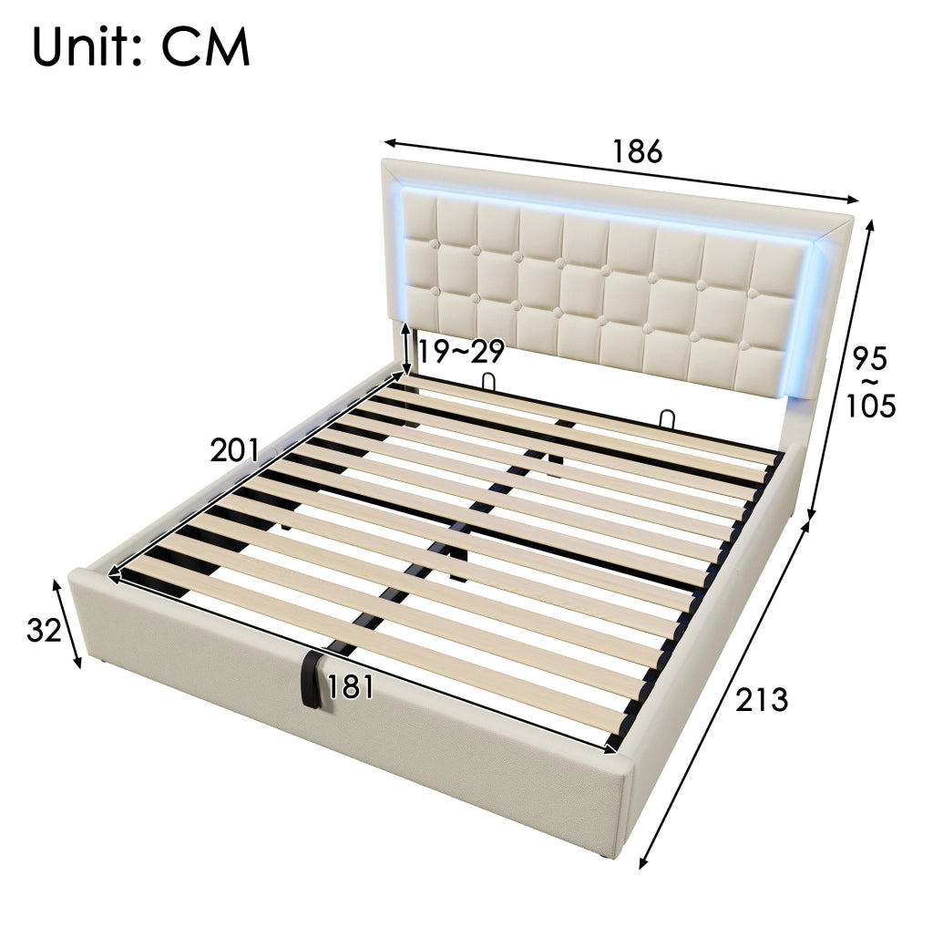 LETTO Matrimoniale Contenitore LED 180x200 cm PU Bianco