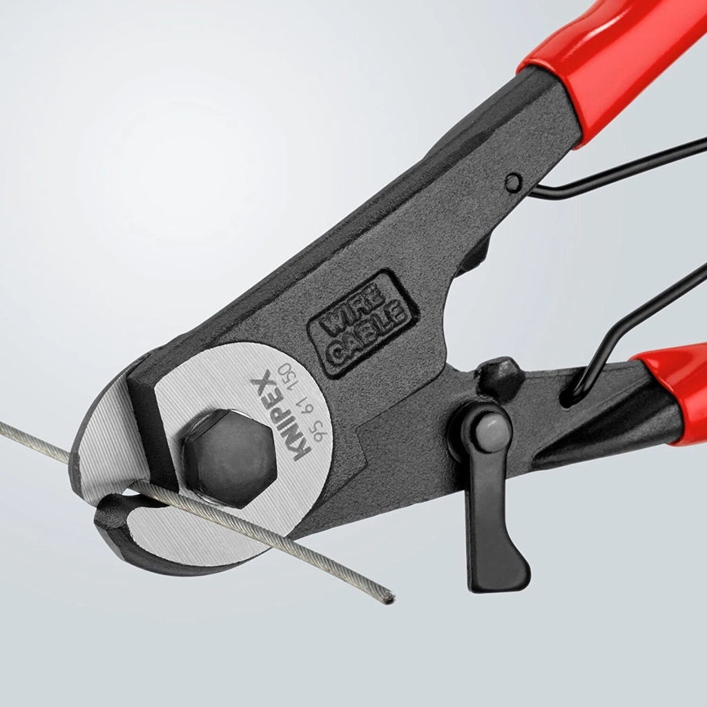 KNIPEX 95 61 150 Cesoia per Tiranti Flessibili Impugnature Rivestite in Plastica Diametro di Taglio 3 mm Lunghezza 150 mm colore Nero
