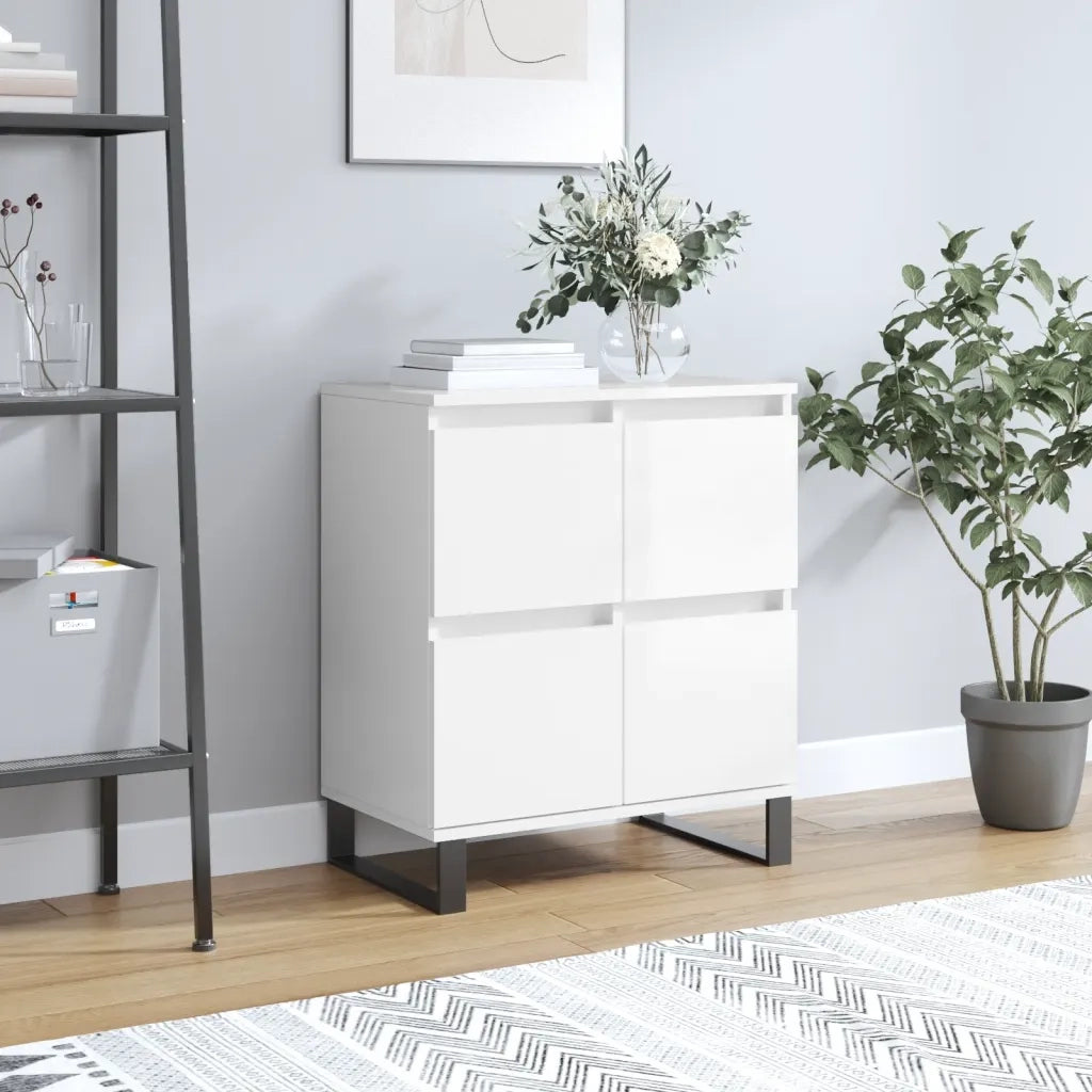 Credenza-Buffet-Armadio da cucina Bianco Lucido 60x35x70 cm in Legno Multistrato 226889