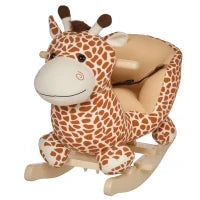 Cavallo a Dondolo in Legno Giraffa per i Bambini 60x33x45cm