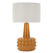 Lampada da tavolo Gress in ceramica senape e tessuto