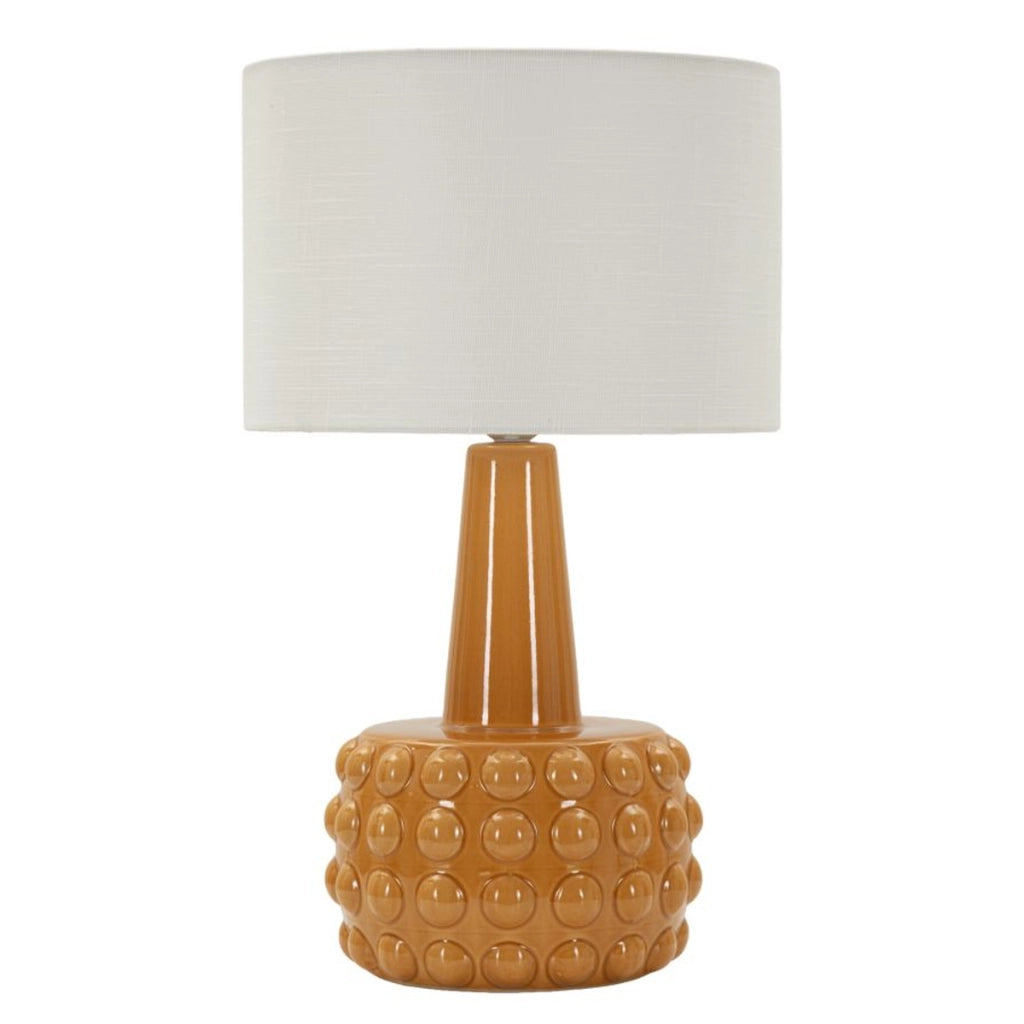 Lampada da tavolo Gress in ceramica senape e tessuto