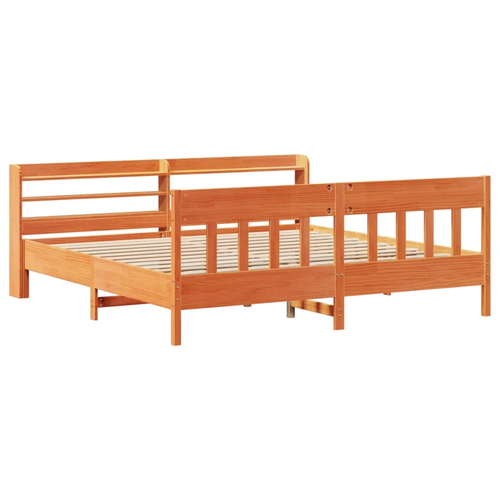 vidaXL Letto senza Materasso Marrone Cera 200x200 cm in Legno di Pino