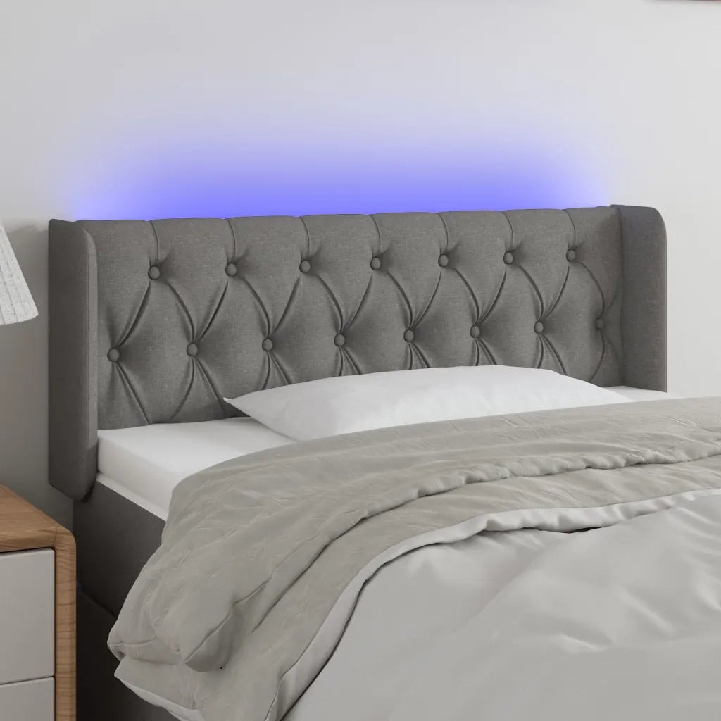 Testiera | Testata a LED Grigio Scuro 103x16x78/88 cm in Tessuto