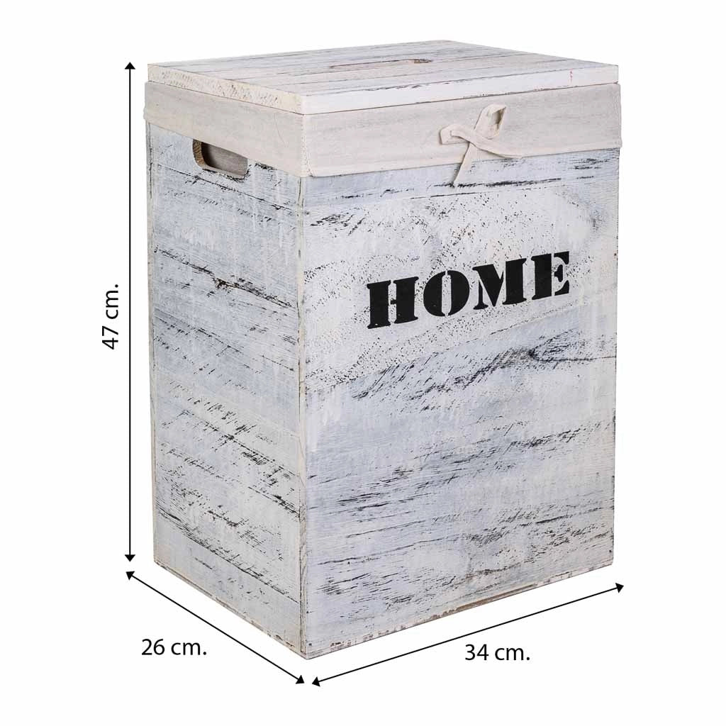 Set di 2 cesti per la biancheria in legno 40x30x54-34x26x47
