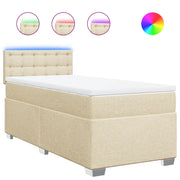 Letto singolo | Letto per adulti | Giroletto a Molle con Materasso Crema 80x200 cm inTessuto
