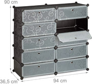 Scarpiera scaffale armadio portaoggetti 10 armadietti 20 paia 90 cm nero 13_0001633_3