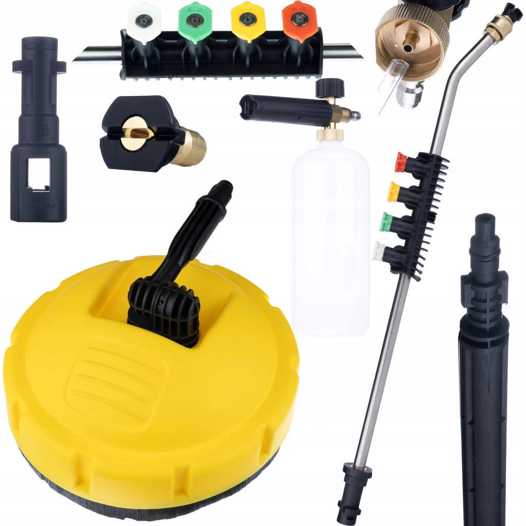 Set di Accessori per Pulizia compatibile con Idropulitrice Kärcher K2–K7 – Spazzola T-Racer, Lancia 15°, 5 Ugelli