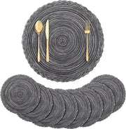 Set di tovagliette rotonde intrecciate da 8 - cotone e poliestere - tappeti da tavolo antiscivolo - lavabili - 35 cm - matrimonio - festa - cena - controsoffitto