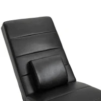 Poltrona Relax con Funzione Massaggio, Schienale Alto, Cuscino Incluso, Ecopelle, Metallo, Schiuma, 58 x 163 x 87 cm, Nero