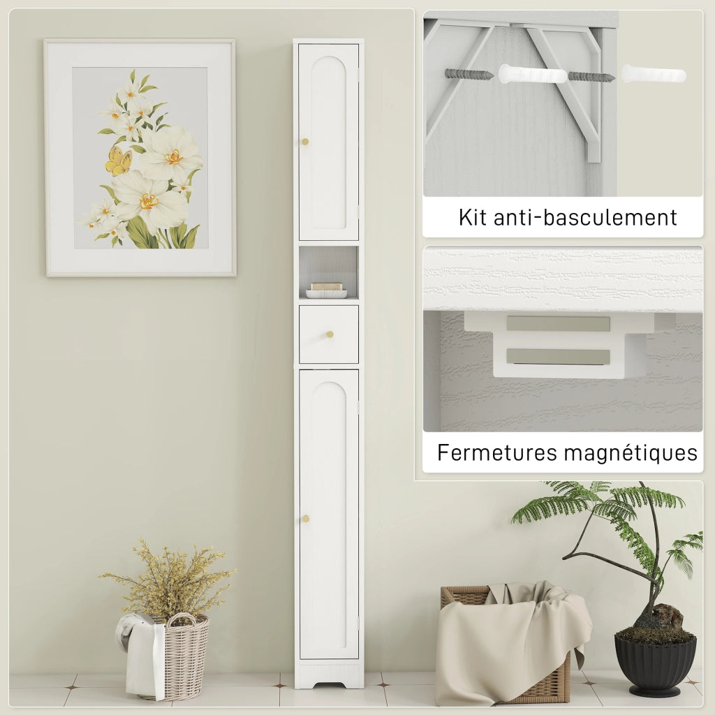 Mobile colonna bagno ¨C zephmum ¨C 2 ante, cassetto, bianco
