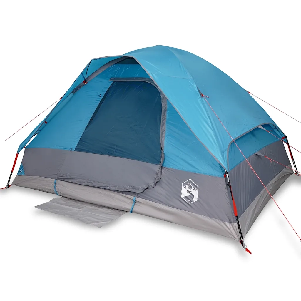 Tenda da Campeggio a Cupola per 4 Persone-Tenda per Escursionismo Blu Impermeabile 681973