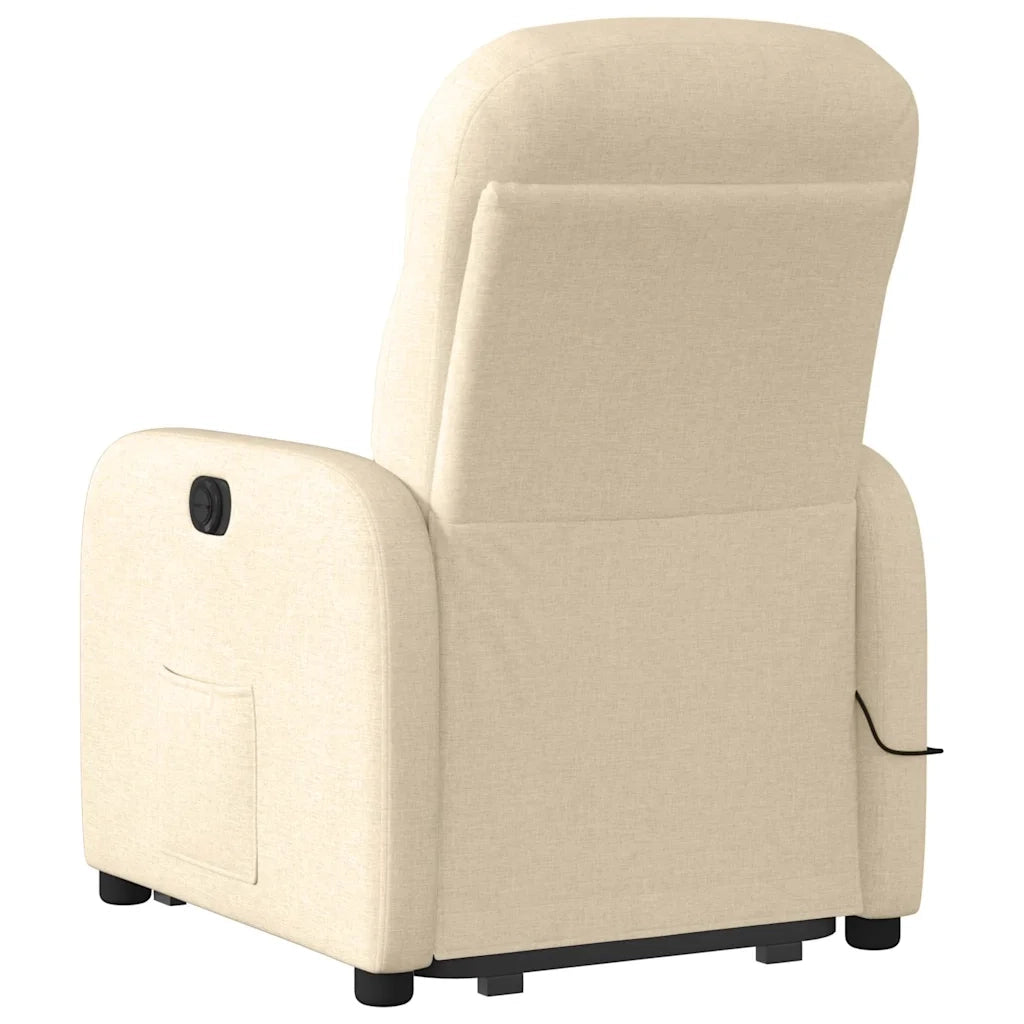 vidaXL Poltrona Alzapersona Massaggiante Elettrica Crema in Tessuto