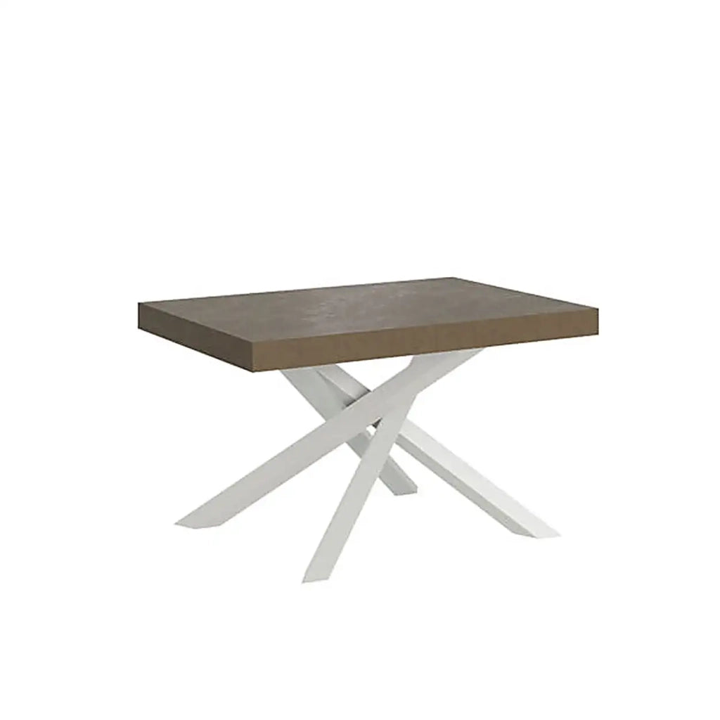Tavolo allungabile 140/400x90 cm Volantis tortora gambe bianche