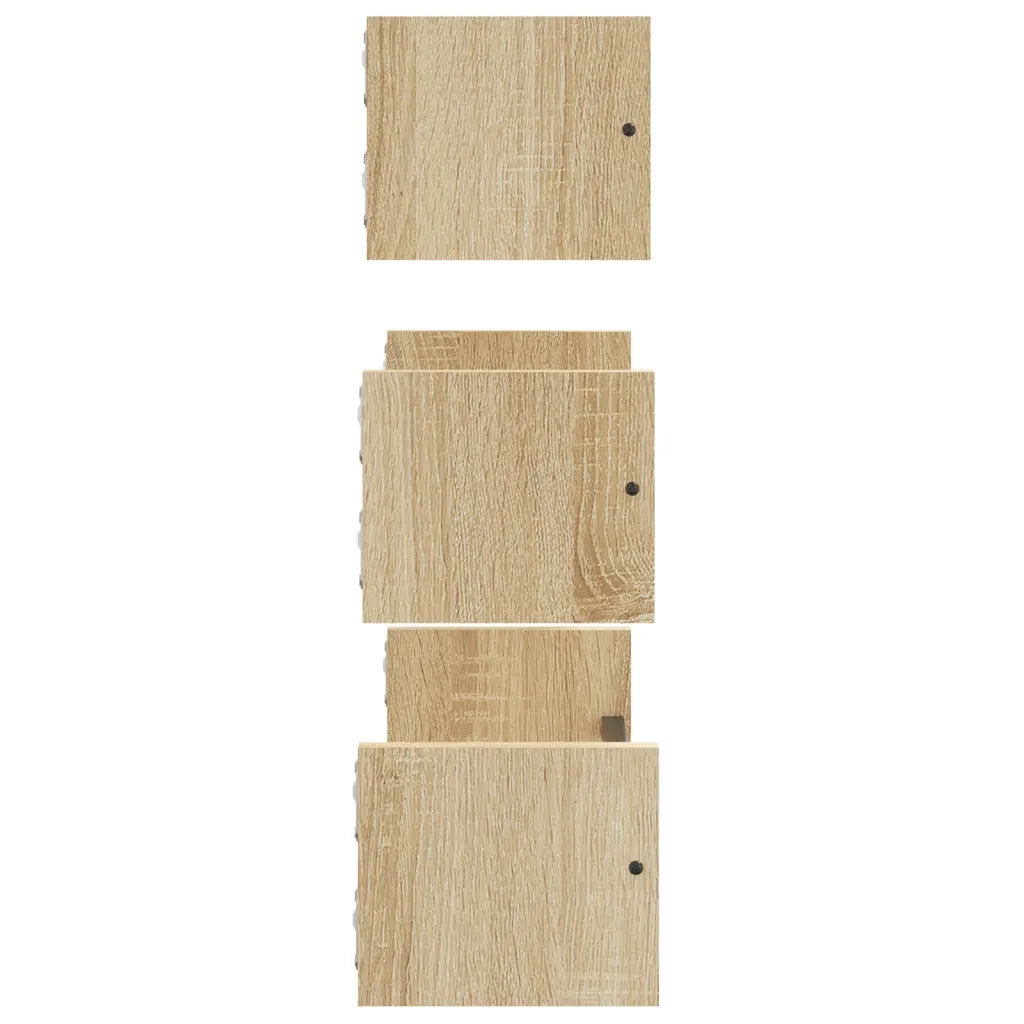 Set di 3 mensole da parete con barre in rovere Sonoma, legno ingegnerizzato 835445