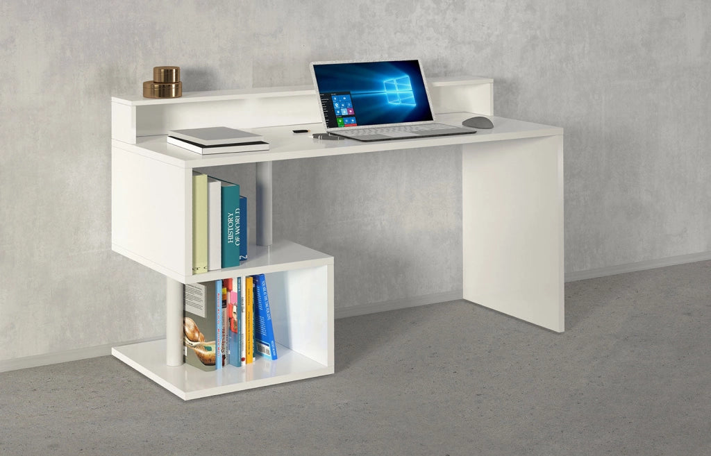 Scrivania a Giorno 140x60x92,5 cm Esse Bianco Lucido