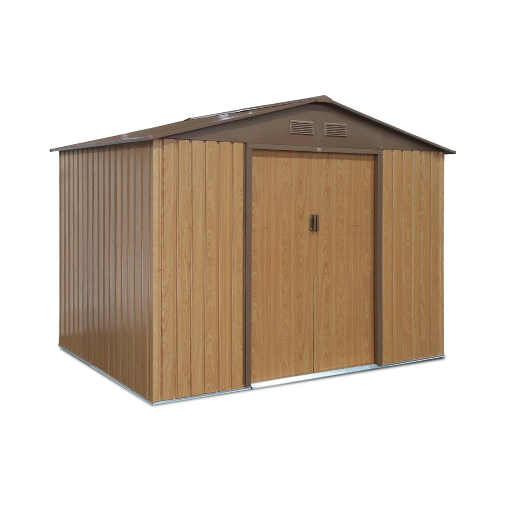 Casetta da giardino in metallo con kit di ancoraggio, 5.9m², quercia