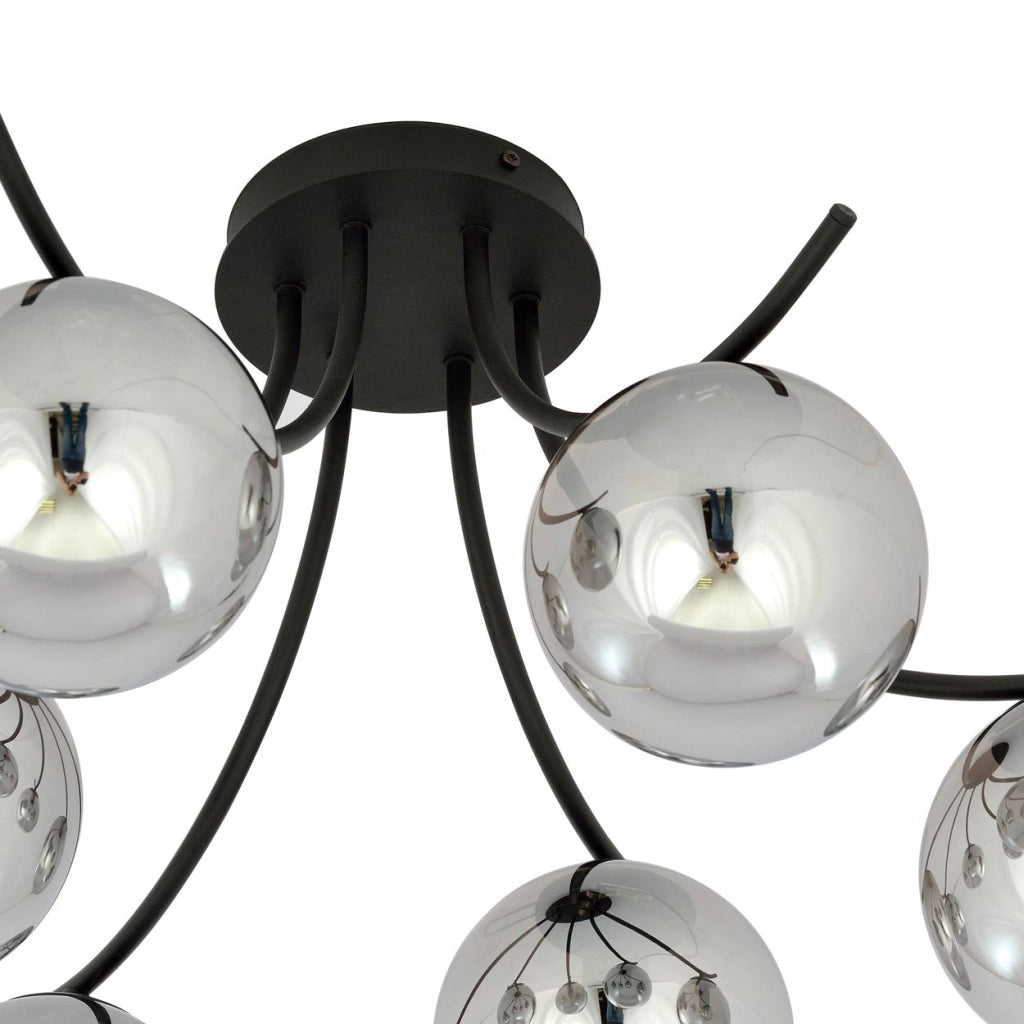 Lampadario Emibig Boston 6xE14 nero grafite vetro moderno