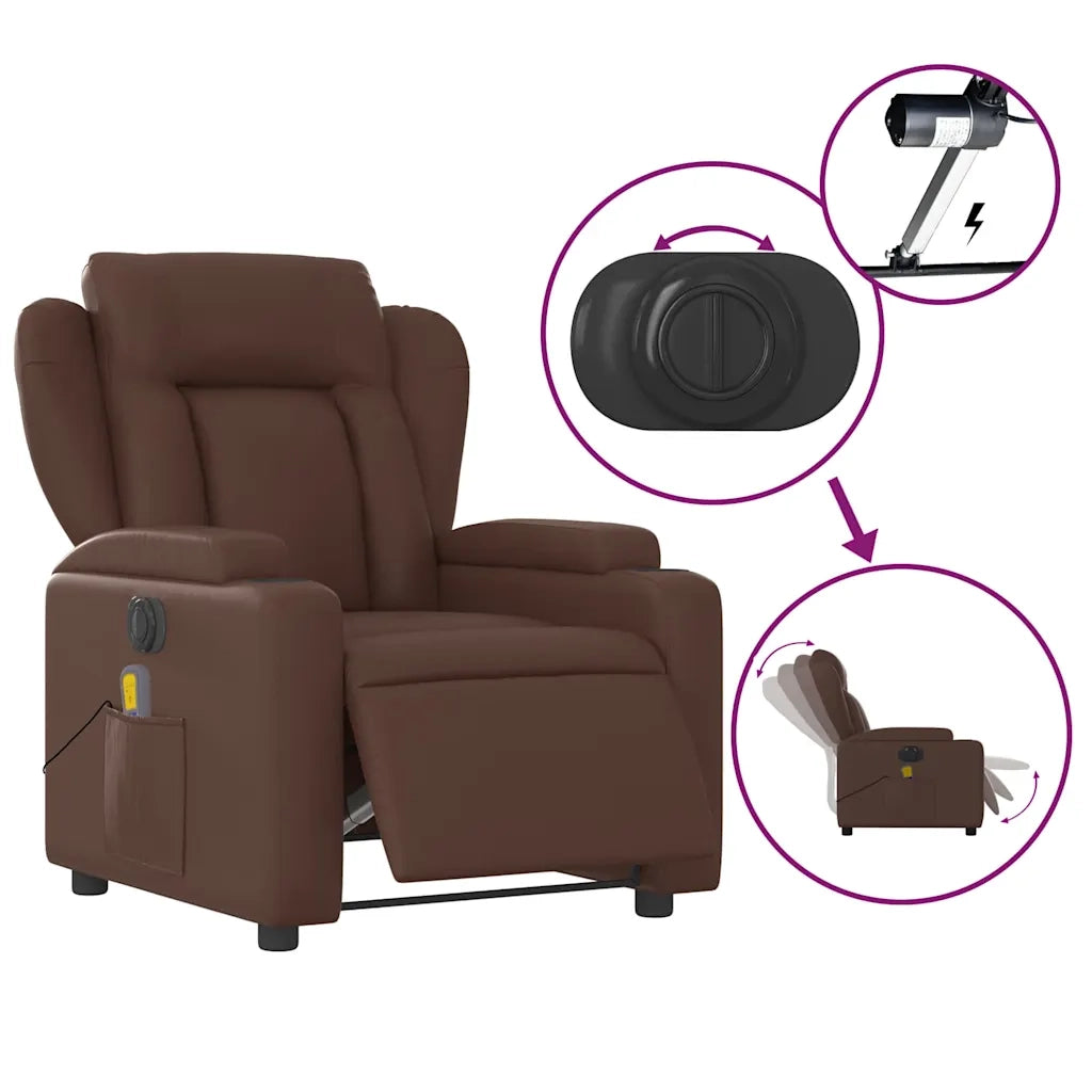 Poltrona Massaggiante | Sedia Relax Elettrica Marrone in Similpelle
