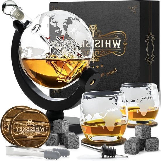 Karaffa a forma di sfera per whisky - 900 ml - Decantatore per whisky - Regalo per uomini - Whisky con pietra
