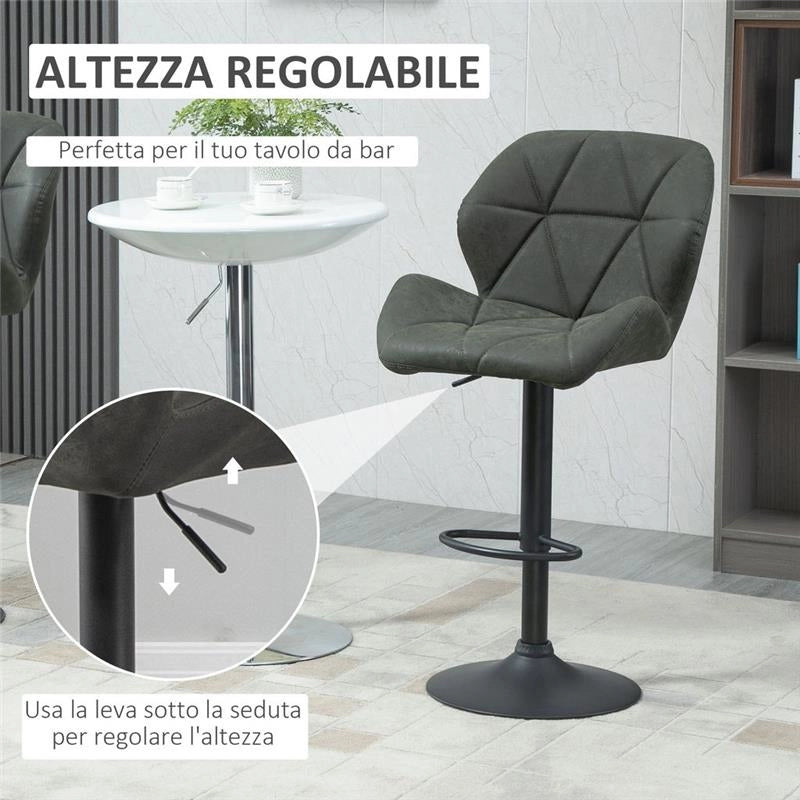 SET 2 SGABELLI GIREVOLI CON ALTEZZA REGOLABILE RIVESTIMENTO VELLUTO MILITARE