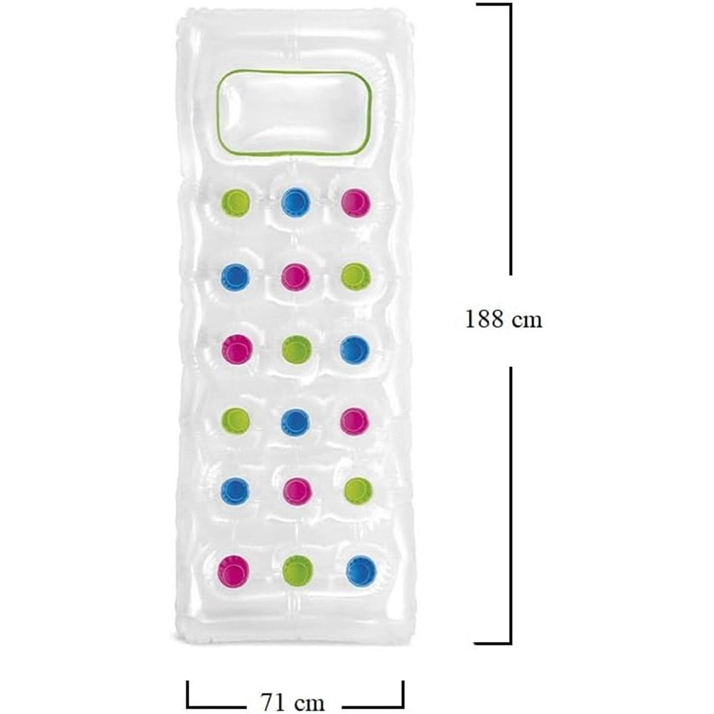 Trade Shop - Materassino Gonfiabile 188x71cm Trasparente Con 18 Fori Materasso Piscina Mare 019966 -
