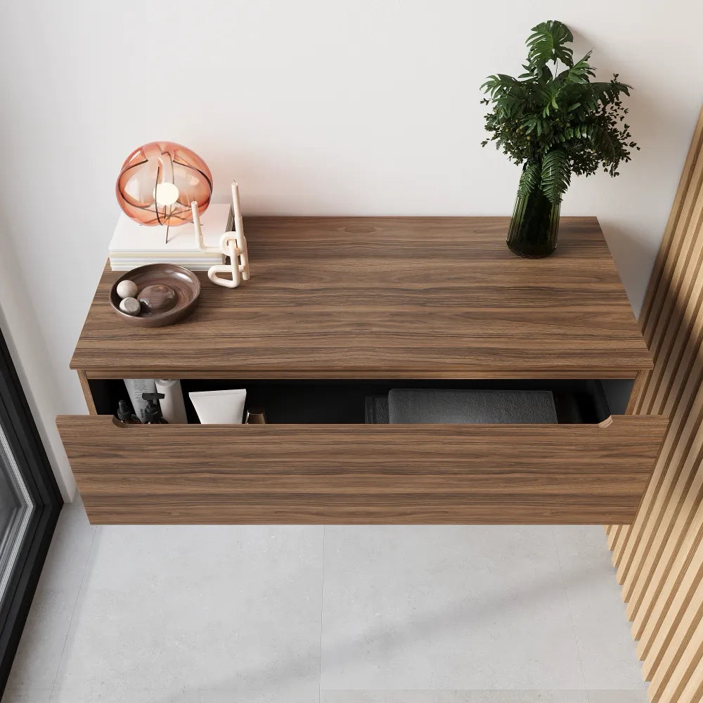 Cassettone scorrevole 100cm rovere scuro chiusura soft-close | Bako