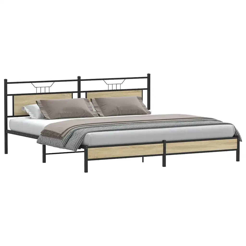 Giroletto senza Materaso in Metallo Rovere Sonoma 193x203 cm