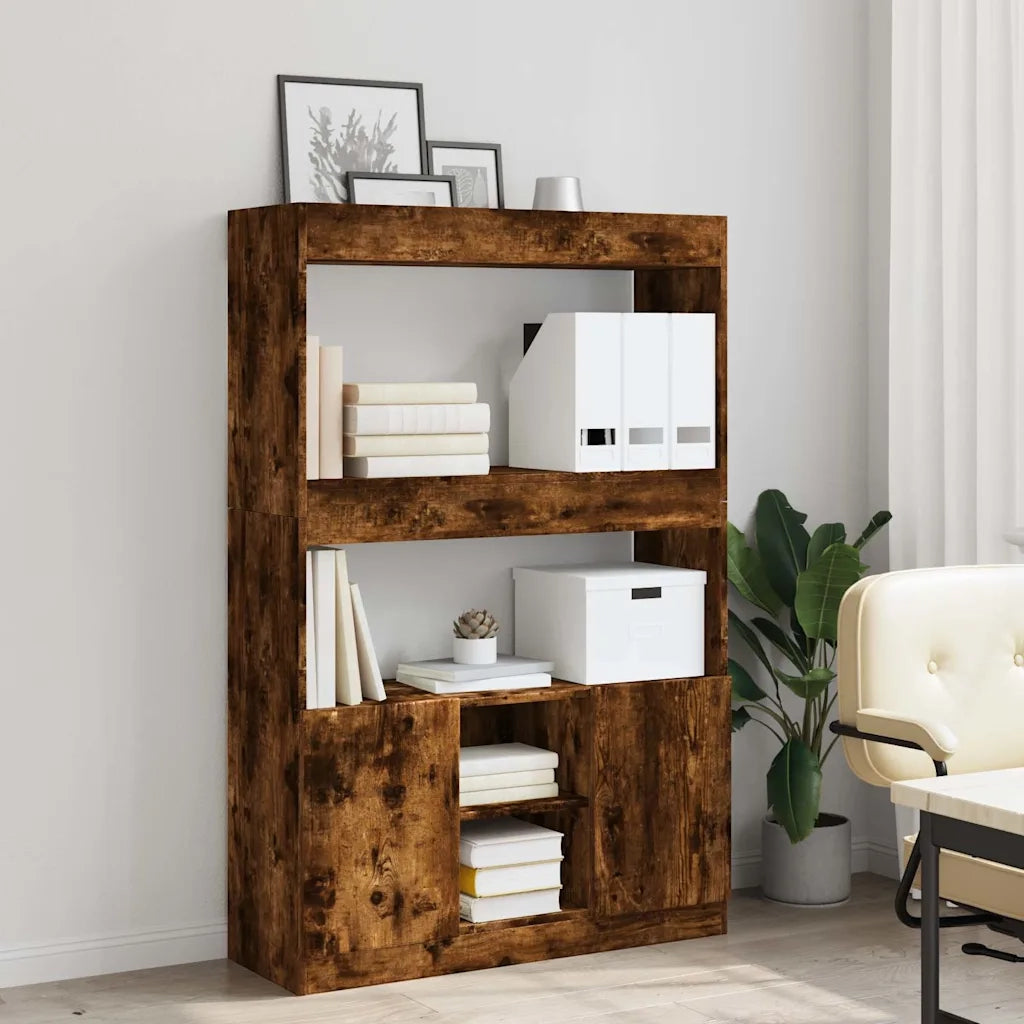 Credenza | Madia | Buffet da pranzo | Armadio da pranzo Rovere Fumo 92x33x140 cm in Legno Multistrato