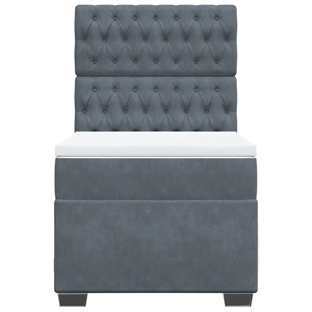 Giroletto a Molle con Materasso Grigio Scuro 80x200 cm Velluto