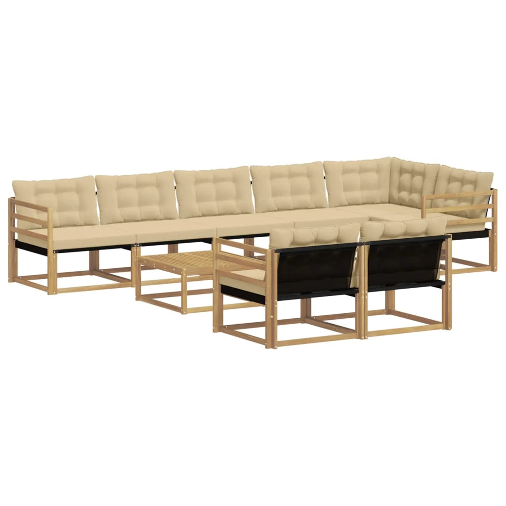 Set di divani da esterno 9 pcs Bianco e Beige 79 x 79 x 37 cm