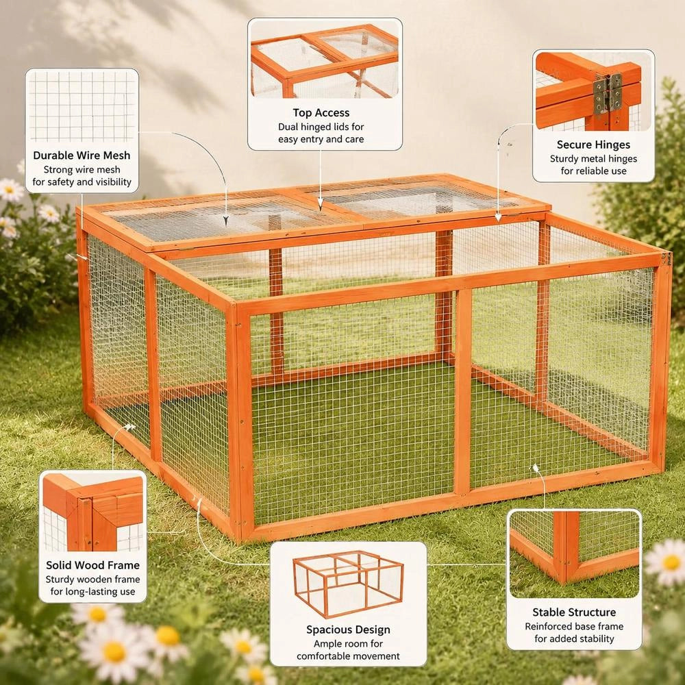 Rabbit Hutch 124x120x60 Cm Solid Fir Wood