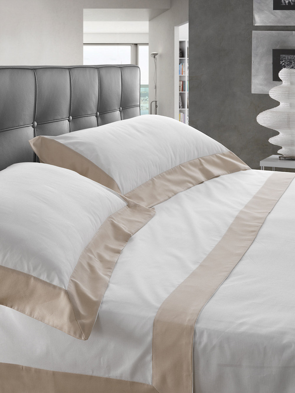 Set Lenzuola Matrimoniali Sopra Sotto e Federe Balza in Raso Mitera Diamante Valanga