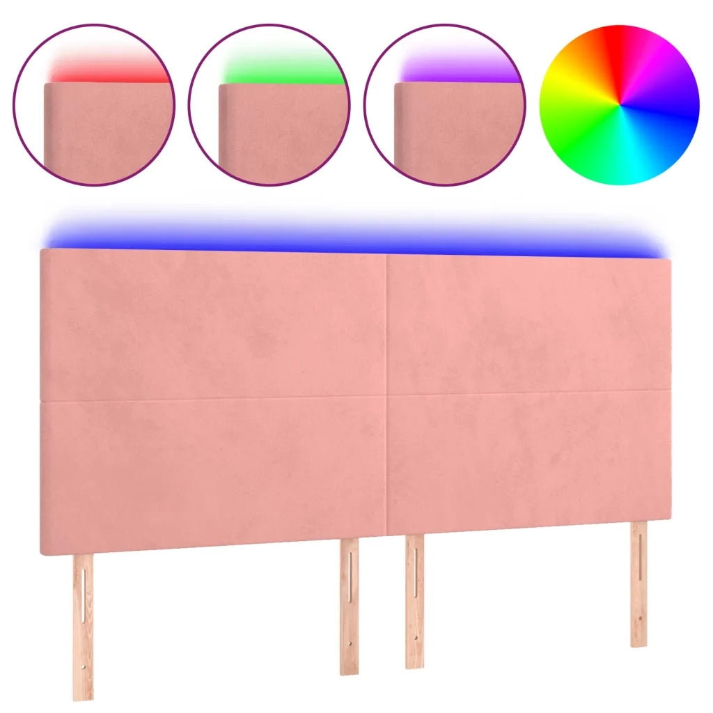 Testiera a LED-Testata con LED rosa 200x5x118/128 cm in Velluto 802361