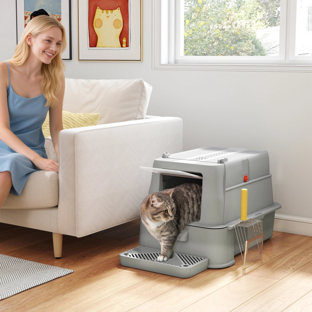 Arenero per Gatti in Acciaio Inossidabile ¨C zephmum ¨C Grigio Chiaro XL